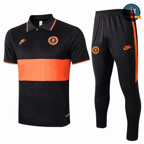 Max Maillots polo + Pantalon Chelsea 2020 Training Noir/Orange