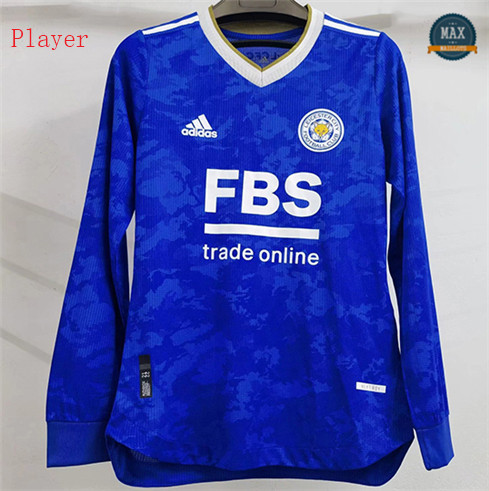 Max Maillots Foot Player Version 2021/22 Leicester city Domicile Manche Longue