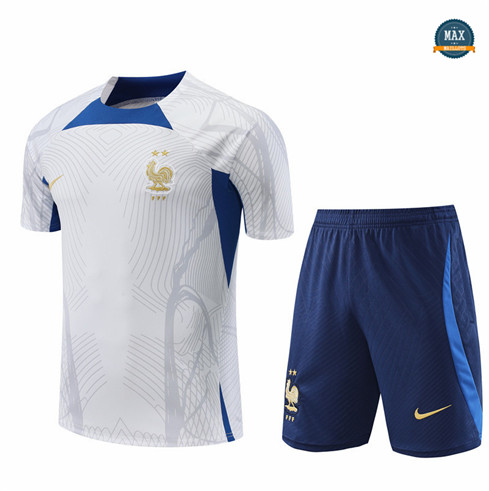 Max Maillot foot France + Short 2022 Training Blanc fiable max 472