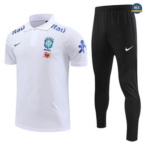 Max Maillot Polo Brésil + Pantalon 2022/23 Training Blanc discout