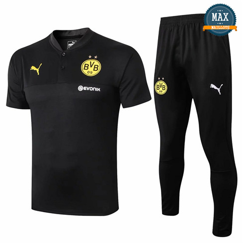 Maillot + Pantalon Borussia Dortmund 2019/20 Training Noir Col V
