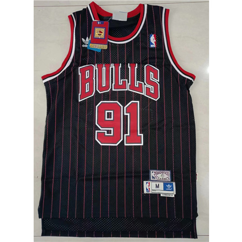 240270 Max Maillots NBA Chicago Bulls RODMAN 91 noir Taille:M
