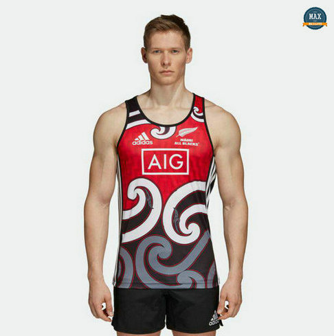 Max Maillot Rugby Debardeur New Zealand Maori Rouge